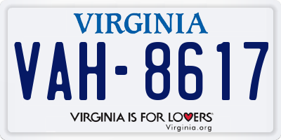 VA license plate VAH8617