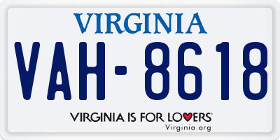VA license plate VAH8618