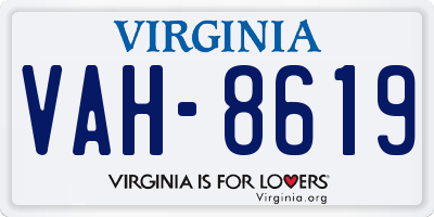 VA license plate VAH8619