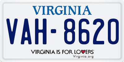 VA license plate VAH8620