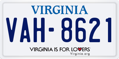 VA license plate VAH8621