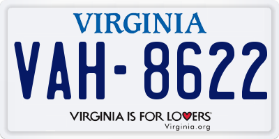 VA license plate VAH8622
