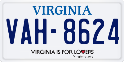 VA license plate VAH8624