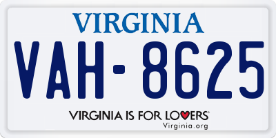 VA license plate VAH8625