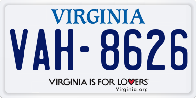 VA license plate VAH8626