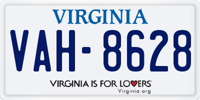 VA license plate VAH8628