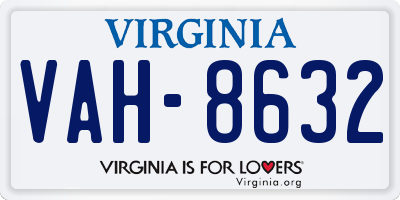 VA license plate VAH8632