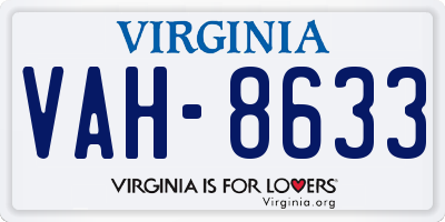 VA license plate VAH8633