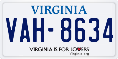 VA license plate VAH8634