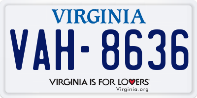 VA license plate VAH8636