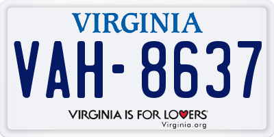 VA license plate VAH8637