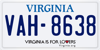 VA license plate VAH8638