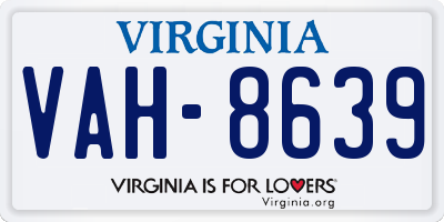 VA license plate VAH8639