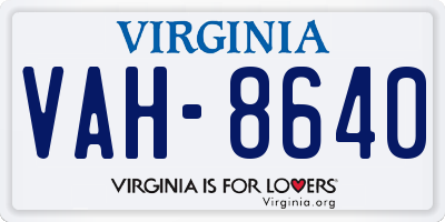 VA license plate VAH8640