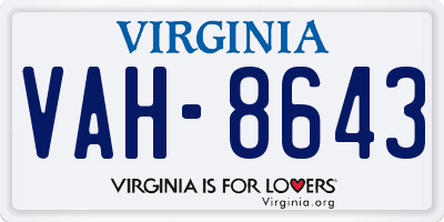 VA license plate VAH8643
