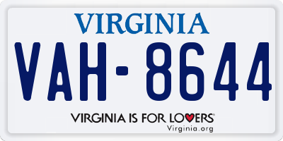 VA license plate VAH8644