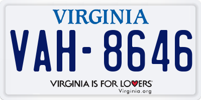 VA license plate VAH8646