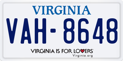 VA license plate VAH8648