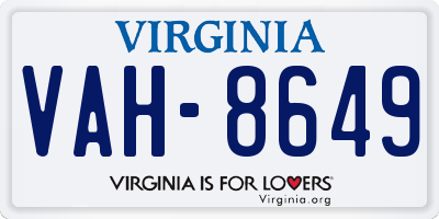 VA license plate VAH8649