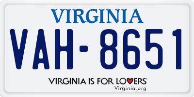 VA license plate VAH8651