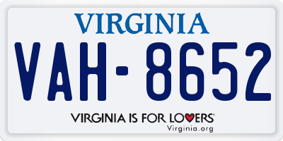 VA license plate VAH8652