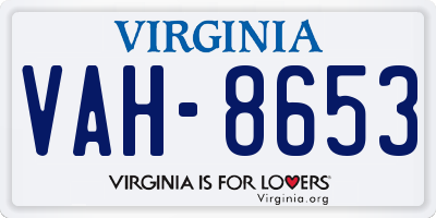 VA license plate VAH8653