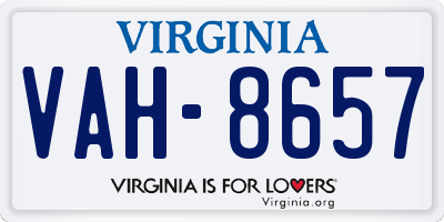 VA license plate VAH8657