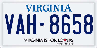 VA license plate VAH8658