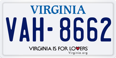 VA license plate VAH8662