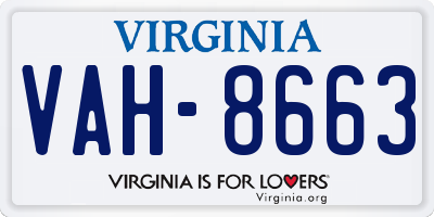 VA license plate VAH8663
