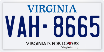 VA license plate VAH8665