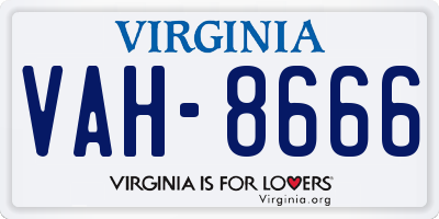 VA license plate VAH8666