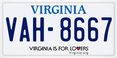 VA license plate VAH8667