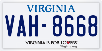 VA license plate VAH8668
