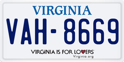 VA license plate VAH8669