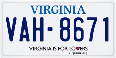 VA license plate VAH8671