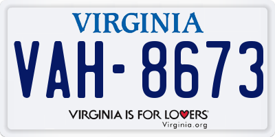 VA license plate VAH8673
