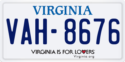 VA license plate VAH8676