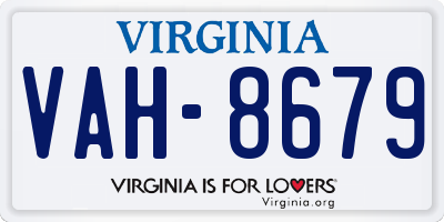 VA license plate VAH8679