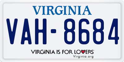 VA license plate VAH8684