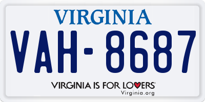 VA license plate VAH8687