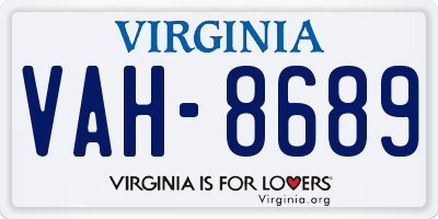 VA license plate VAH8689