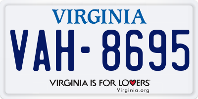VA license plate VAH8695