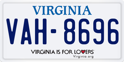 VA license plate VAH8696