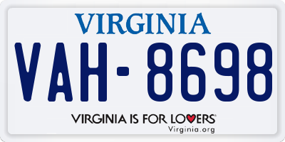 VA license plate VAH8698