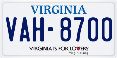 VA license plate VAH8700