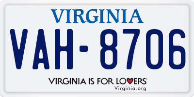 VA license plate VAH8706