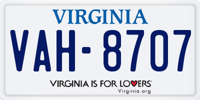 VA license plate VAH8707