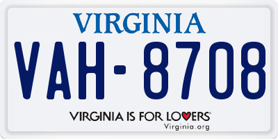 VA license plate VAH8708