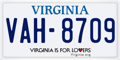 VA license plate VAH8709